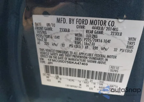 2011 Ford Escape Xlt from USA, damaged, VIN 1FMCU0D75BKA47469